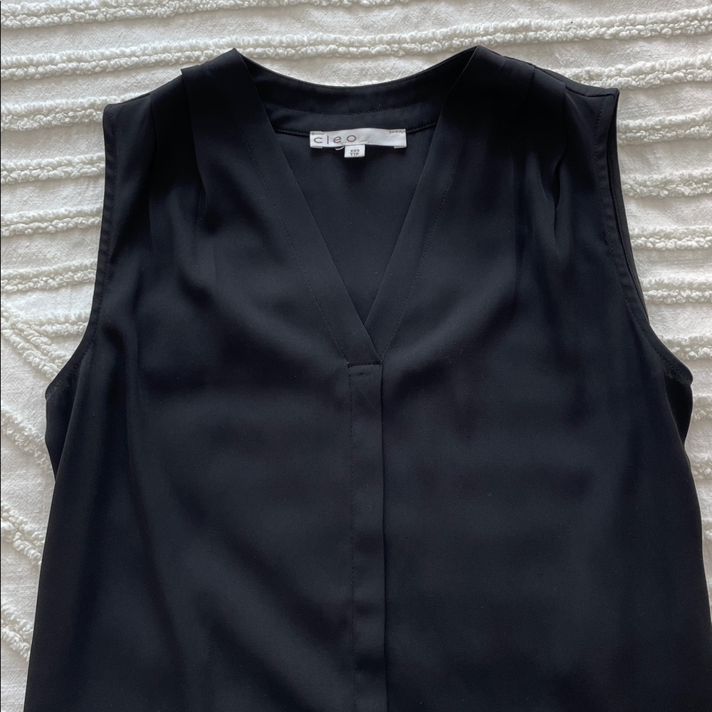 Black Sleeveless V-Neck Blouse